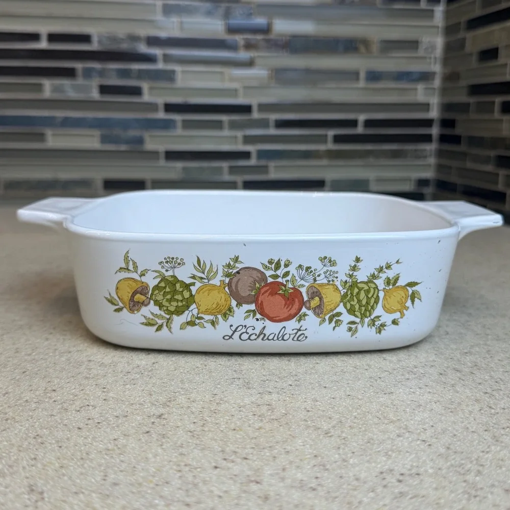 VTG Corning Ware Spice O' Life L'Echalote 1qt Casserole Dish A-1-B USA No Lid
